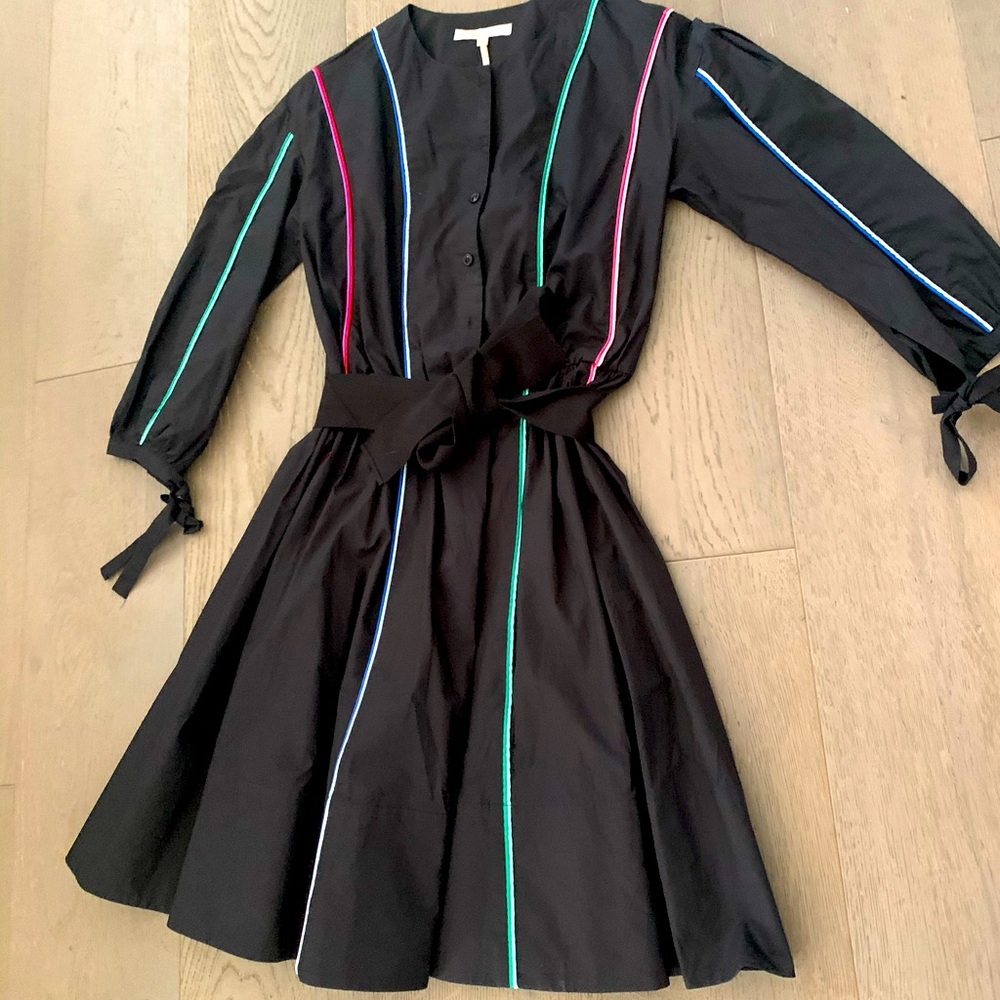 Black Maje dress with color detail